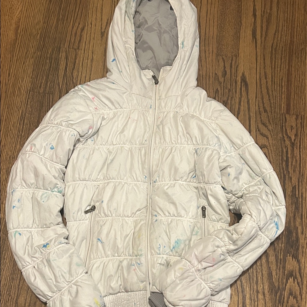 *3 for $10* Columbia Omni-Heat Paint Splatter Hooded Puffer Jacket